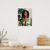 Boho Black Woman Botanical Portrait Poster (Küche)