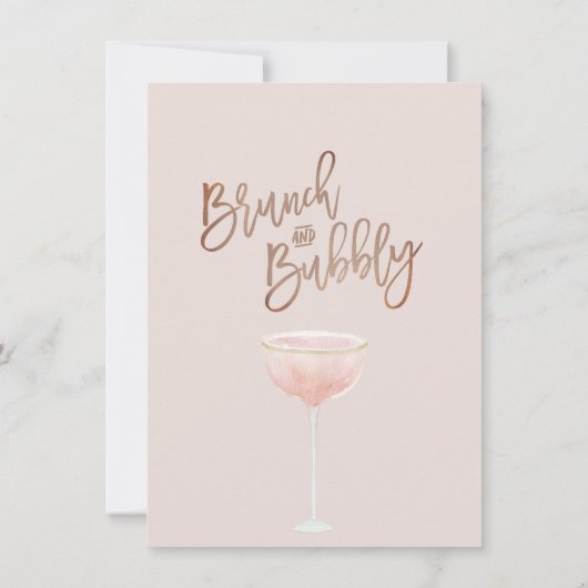Boho Bläserglas Brunch Bubbly Brautparty Einladung (Rückseite)