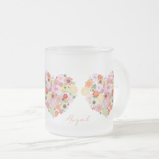 Boho Bläserner HerzNAME Sweet Liebe Orange Fun Mattglastasse (VorderseiteRechts)