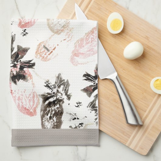 Boho Blätter and Feathers Full Print Kitchtuch Geschirrtuch (Viertel Falte)