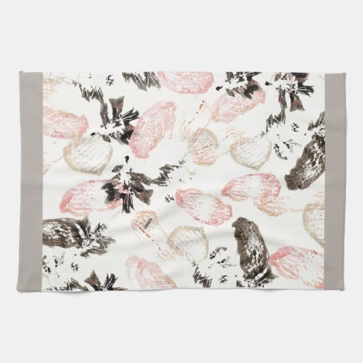 Boho Blätter and Feathers Full Print Kitchtuch Geschirrtuch (Horizontal)