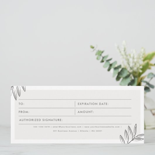 Boho Blätter Geschenkgutschein für Firmenlogos (Stehend Vorderseite)
