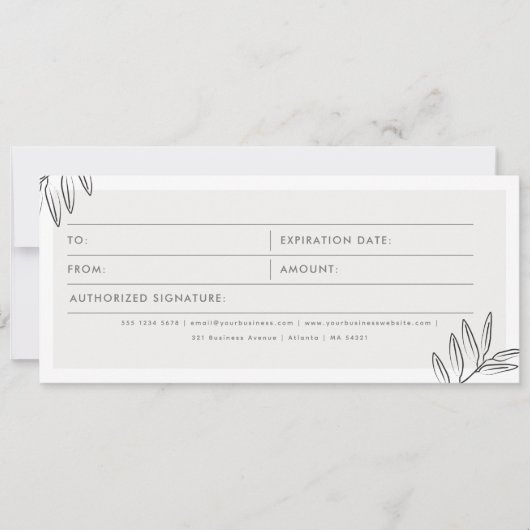 Boho Blätter Geschenkgutschein für Firmenlogos (Vorderseite)