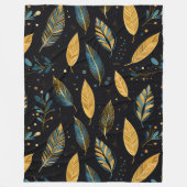 Boho-Blätter in Blaugrün und Siena Fleecedecke (Vorderseite)