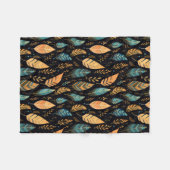 Boho-Blätter in Türkis Fleecedecke (Vorderseite (Horizontal))