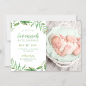 Boho Blätter Magnetic Foto Geburtsankündigung Magneteinladung (Vorderseite)