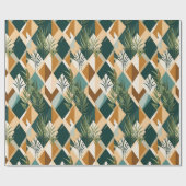 Boho-Blätter und geometrische Formen Geschenkpapier (Flach)