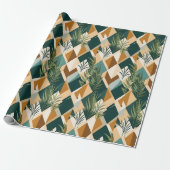 Boho-Blätter und geometrische Formen Geschenkpapier (Ungerollt)
