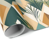 Boho-Blätter und geometrische Formen Geschenkpapier (Rolleneckpunkt)
