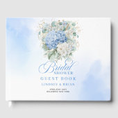 Boho Blau Blumen Gold Hochzeitsdusche Gästebuch (Vorderseite)