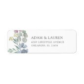Boho-Blau-Blumen-Hochzeits-Rücksendeadresse (Vorne)