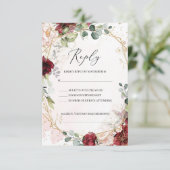 Boho blau burgundy rosa und gold geometrisch RSVP karte (Stehend Vorderseite)