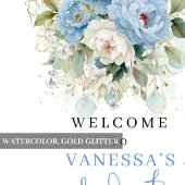 Boho blau-goldene Sweet 16 Willkommensschilder Poster