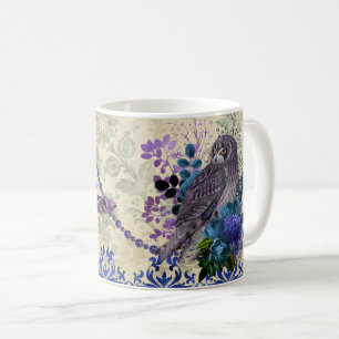 Boho Blau Lila Eule Mond Kaffeetasse