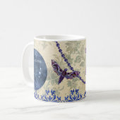 Boho Blau Lila Eule Mond Kaffeetasse (Vorderseite Links)