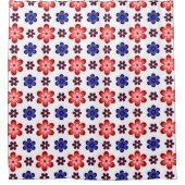 Boho Blau Lila Rote Blumen Duschvorhang (Vorderseite)