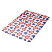 Boho Blau Lila Rote Blumen Große Badematte (Schrägansicht)