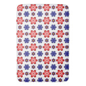Boho Blau Lila Rote Blumen Große Badematte (Vorderseite Vertikal)