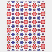 Boho Blau Lila Rote Blumen Große Fleece-Decke Fleecedecke (Vorderseite)