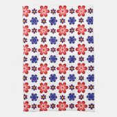 Boho Blau Lila Rote Blumen Küchentuch (Vertikal)