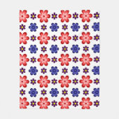 Boho Blau Lila Rote Blumen Mittlerer Fleece-Decke Fleecedecke (Vorderseite)
