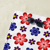 Boho Blau Lila Rote Blumen Strandtuch (Beispiel)