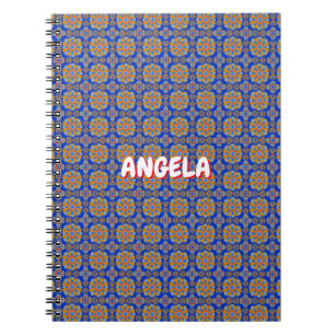 BOHO BLAU ORANGE GEO DESIGN NOTIZBLOCK