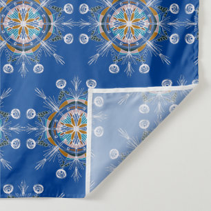 Boho Blau und Braune handgezeichnete Mandala-Kunst Wandteppich