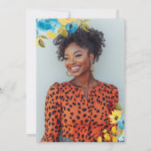 Boho Blau und Gelbe Blüte 2 Foto Abschluss Ankündigung (Rückseite)