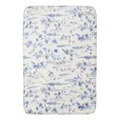 Boho Blau-weiße Wildblumen Badematte (Vorderseite Vertikal)