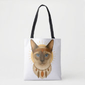 Boho-Blauäugige-Katze-Tragetasche Tasche (Vorderseite)