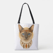 Boho-Blauäugige-Katze-Tragetasche Tasche (Rückseite)