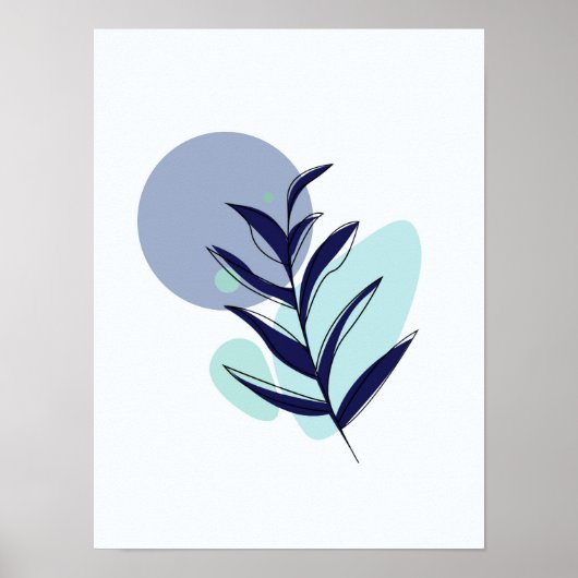 Boho blaue Blume Poster (Vorne)
