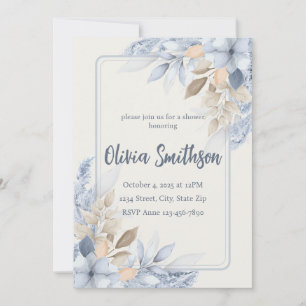 Boho Blaue Blumen Pampasgras Einladung