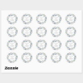 Boho Blaue Blumenkranz Hochzeit Runder Aufkleber (Blatt)