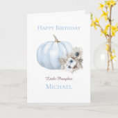 Boho Blaue Kürbis 1. Geburtstag Karte (Gelbe Blume)