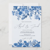 Boho blauen rustikalen Hand bemalt Blumenzehen Einladung (Vorderseite)