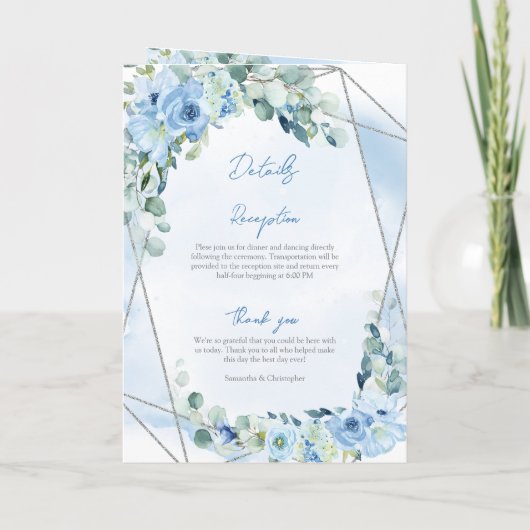 Boho blauer Eukalyptus Glitzer Programm (Rückseite)