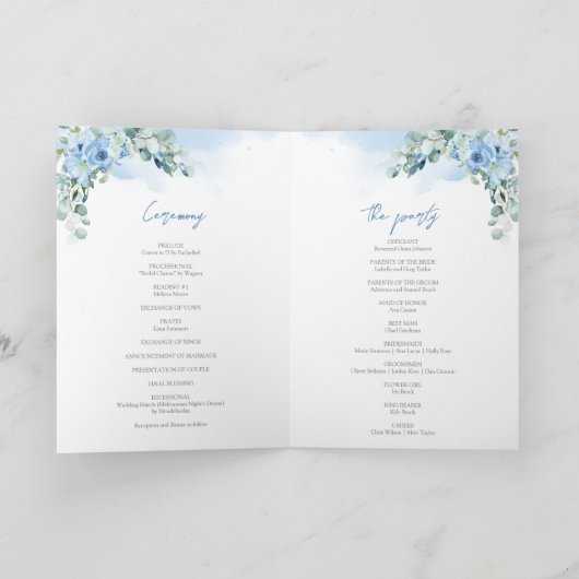 Boho blauer Eukalyptus Glitzer Programm (Innenseite)