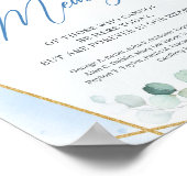 Boho blauer Eukalyptus Gold In liebevollem Gedächt Poster (Ecke)