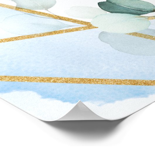 Boho blauer Eukalyptus ohne Steckverbindung Poster (Ecke)