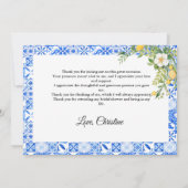 Boho blauer Lemon Brautparty Danke, Card Ankündigung (Rückseite)