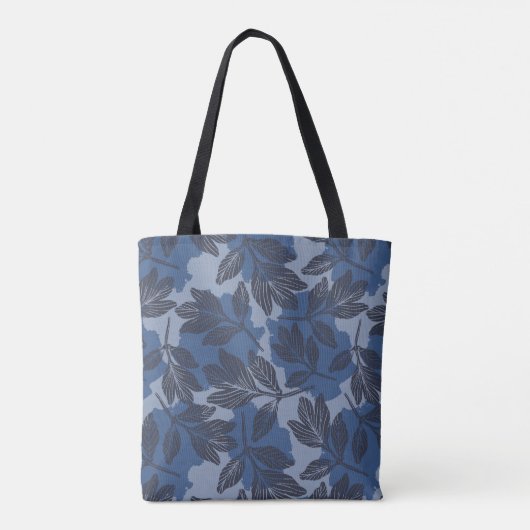 Boho Blaues botanisches Muster Tasche (Rückseite)