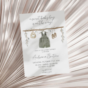 Boho Bliss Aquarellkleidung Boy Baby Dusche Einladung