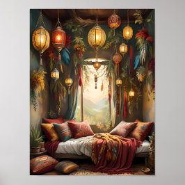 Boho Bliss - Ästhetisch Bohemisches Schlafzimmer Poster