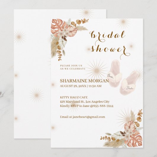 Boho Bliss Bridal Dusche Einladung (Vorne/Hinten)