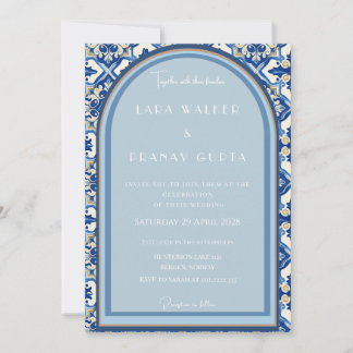 Boho Bliss: Chic Summer Tile Hochzeit Einladung