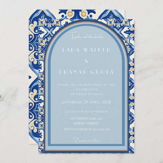 Boho Bliss: Chic Summer Tile Hochzeit Einladung (Vorne/Hinten)