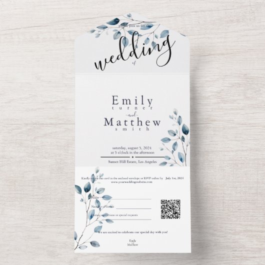 Boho Bliss Wedding All In One Einladung (Innen Boden)