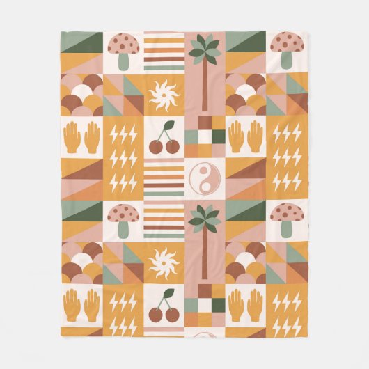 Boho Blocks Floral Fleecedecke (Vorderseite)